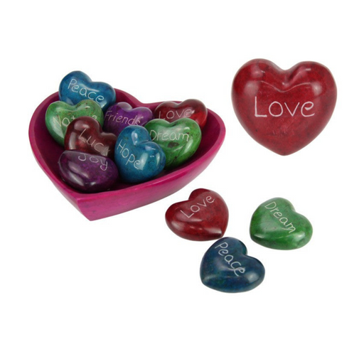 Ronis Love Heart Soapstone Sayings Hand-Carved