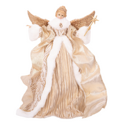 Elegant 39cm Luxe Angel tree topper or tabletop Christmas decoration in gold and white