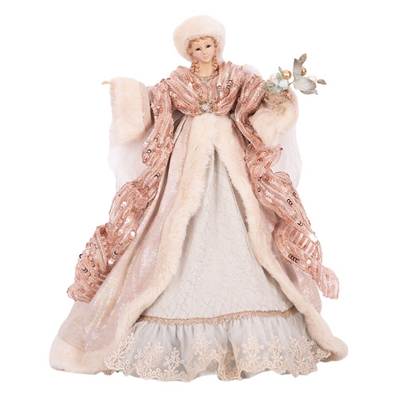 Luxe Pink Fairy Angel Decoration 19x11x39cm with detailed wings and elegant pastel design