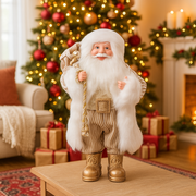 Elegant Luxe Santa figurine in red and gold, 31cm tall Christmas decoration