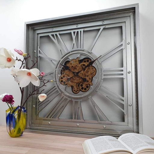 Ronis Luxurious Big Square Rotary Gears Clock 80cm
