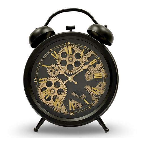 Ronis Luxurious Rotating Gears Clock 34cm Black