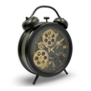 Ronis Luxurious Rotating Gears Clock 34cm Black