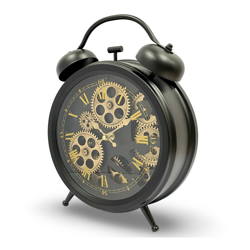 Ronis Luxurious Rotating Gears Clock 34cm Black