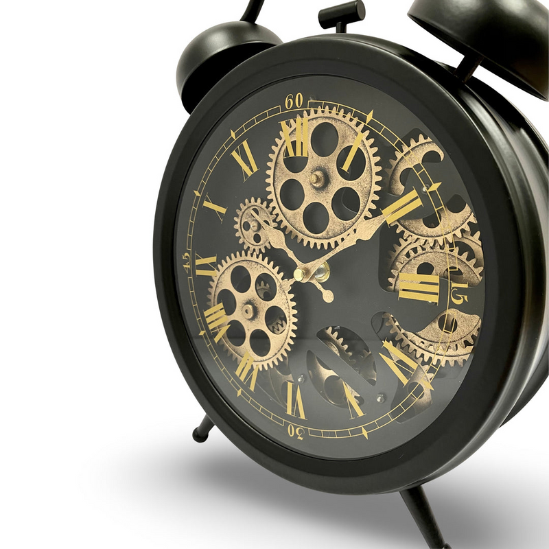 Ronis Luxurious Rotating Gears Clock 34cm Black