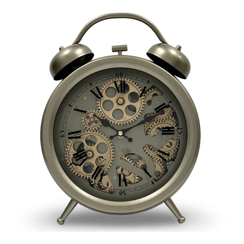Ronis Luxurious Rotating Gears Clock 34cm Silver