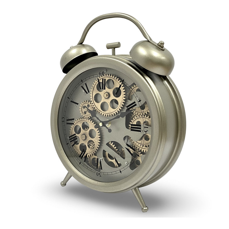 Ronis Luxurious Rotating Gears Clock 34cm Silver