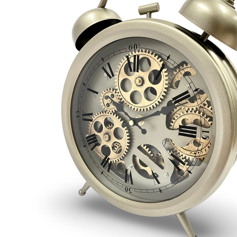 Ronis Luxurious Rotating Gears Clock 34cm Silver