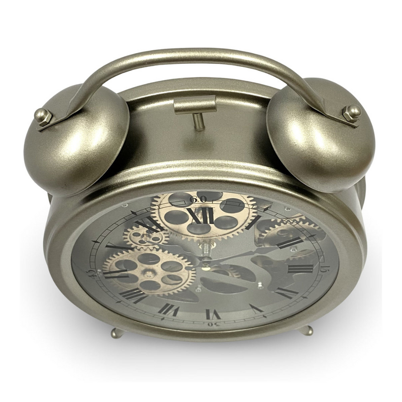 Ronis Luxurious Rotating Gears Clock 34cm Silver
