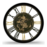 Ronis Luxurious Rotating Gears Clock 60cm Black/Gold