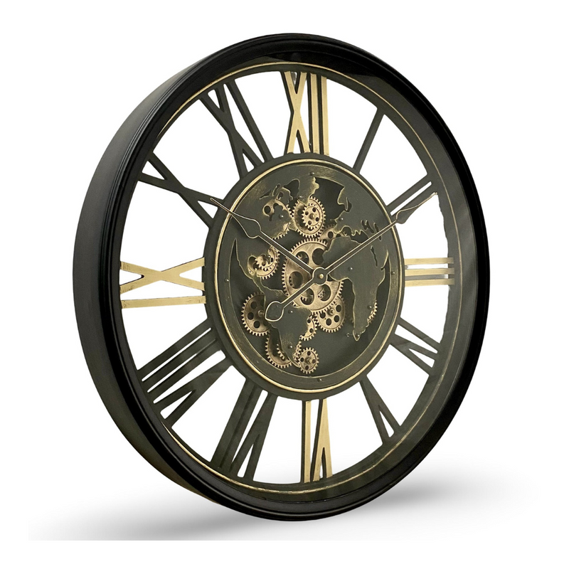 Ronis Luxurious Rotating Gears Clock 60cm Black/Gold