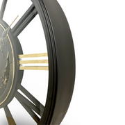 Ronis Luxurious Rotating Gears Clock 60cm Black/Gold