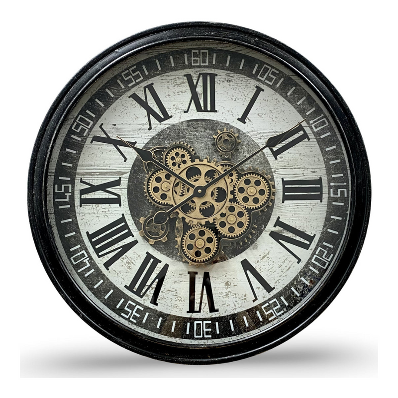 Ronis Luxurious Rotating Gears Clock 60cm Black