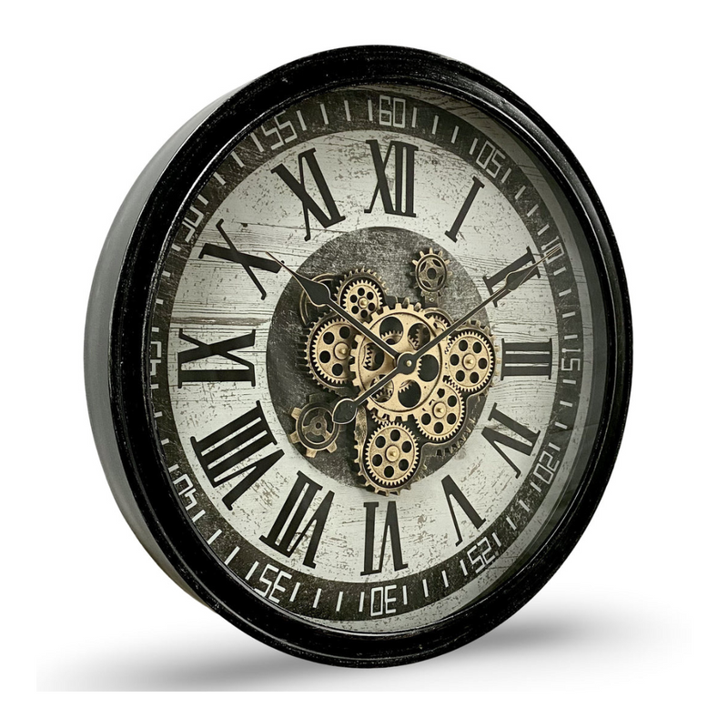 Ronis Luxurious Rotating Gears Clock 60cm Black