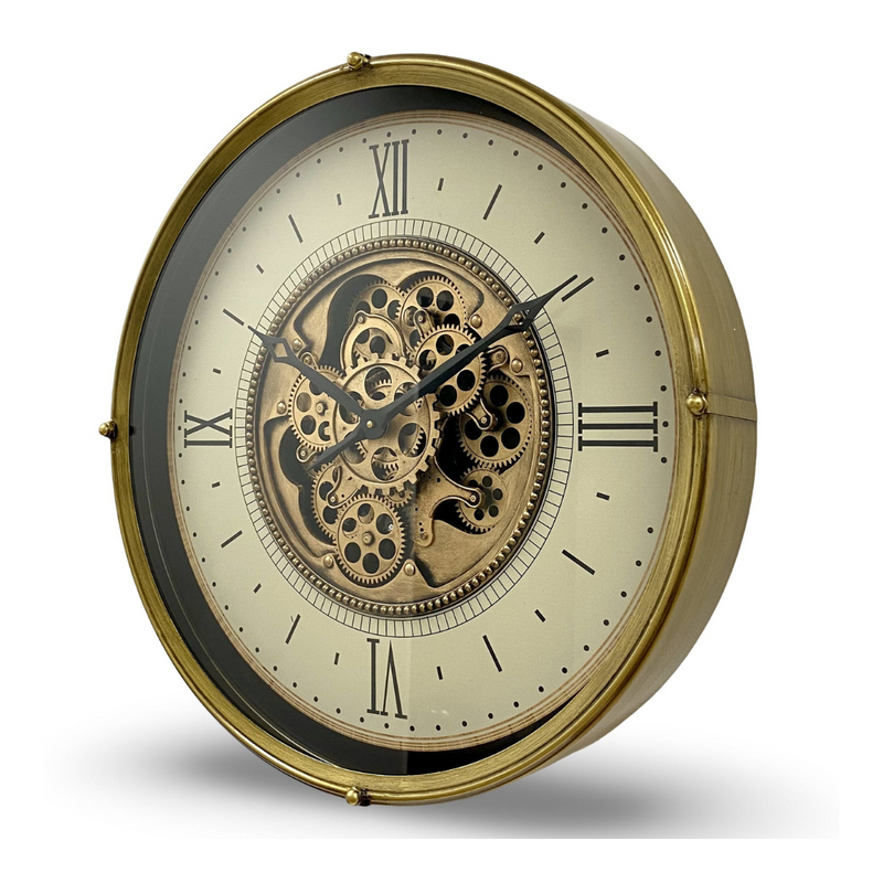 Ronis Luxurious Rotating Gears Clock 60cm Gold