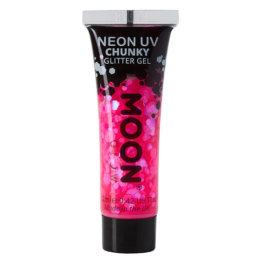 Neon UV magenta chunky glitter gel