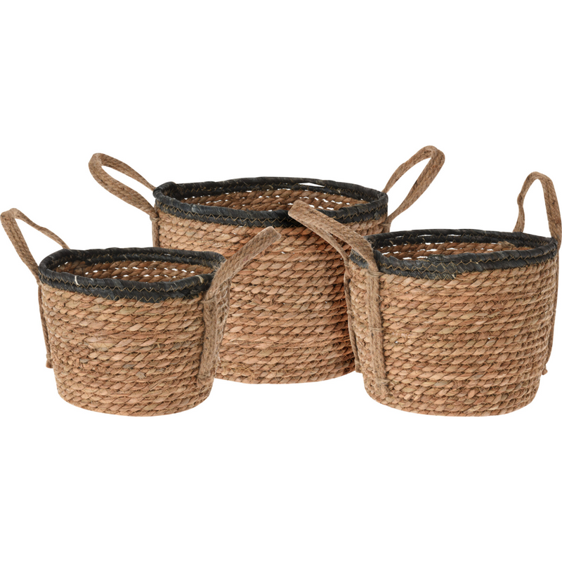 round storage basket set in 3 assorted sizes