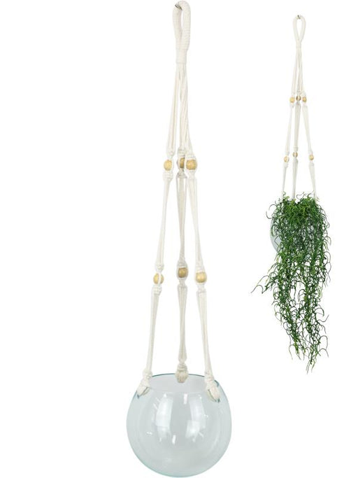 Hanging macrame glass planter
