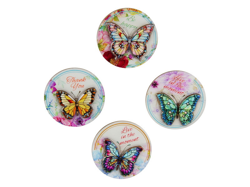 MDF Epoxy Butterfly 2D Magnet 4 Assorted