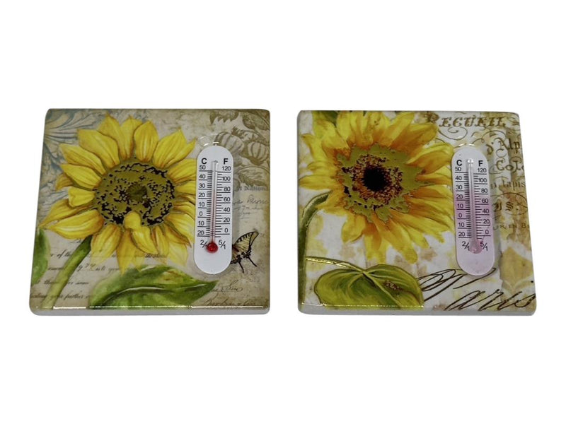 Sunflower fridge magnet with thermometer