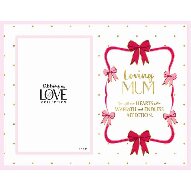 Glass photo frame for Mum with Ribbons of Love detailing