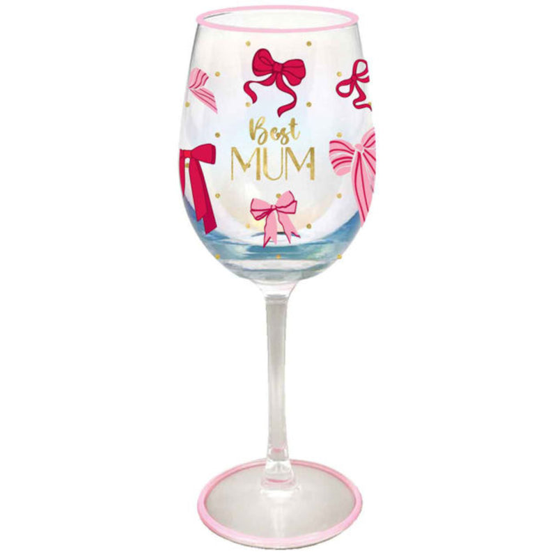Stemmed wine glass for Mum with Ribbons of Love design