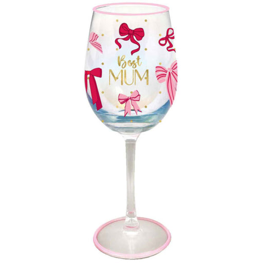 Stemmed wine glass for Mum with Ribbons of Love design