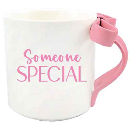 Large ceramic mug with a bow handle for someone special