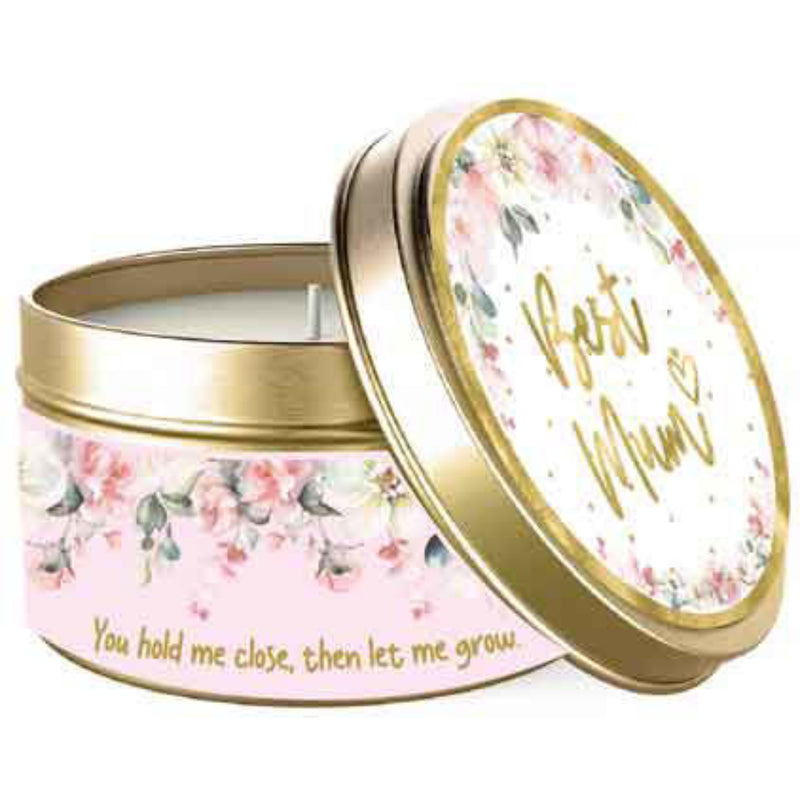 Vanilla scented candle in a decorative tin