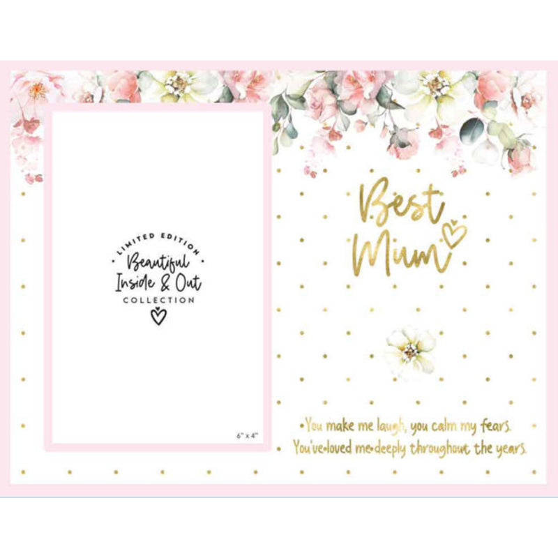 Pink photo frame for Mum with Beautiful Inside/Out detailing