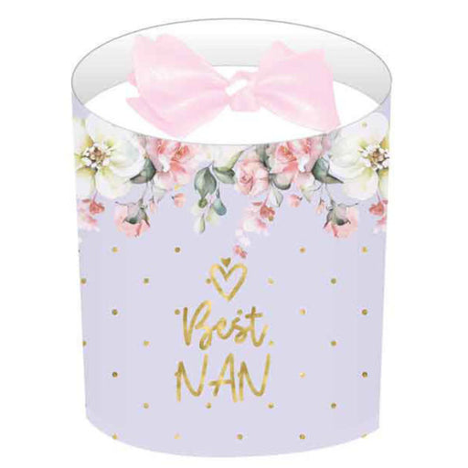 Vanilla and lavender scented candle with decorative bow for Nan