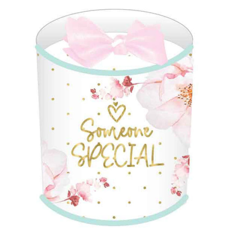 Vanilla and lavender scented candle with decorative bow for someone special