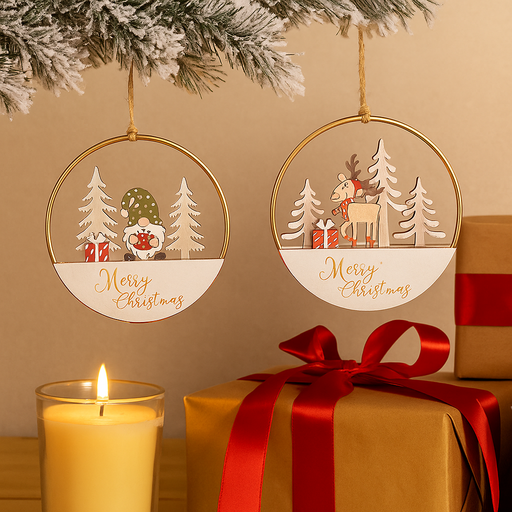 MDF Metal Tree Ornament 10cm Assorted – Christmas holiday decorations for trees and home décor