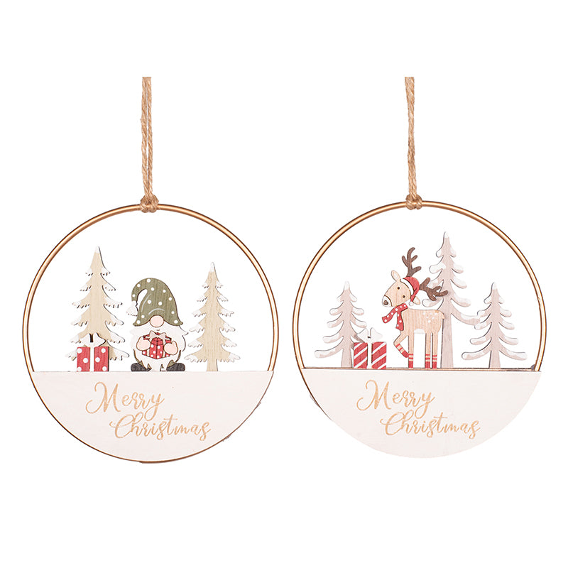 MDF Metal Tree Ornament 10cm Assorted – Christmas holiday decorations for trees and home décor