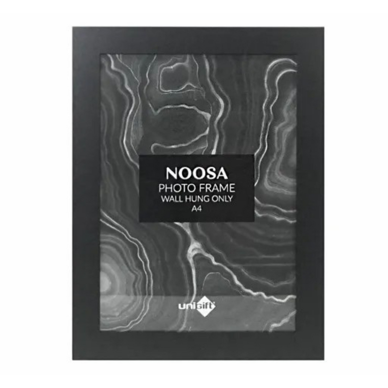 Black MDF Noosa Frame in A4 size (21x29.7cm) for prints, certificates and artwork, modern minimalist wall frame