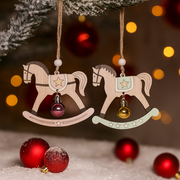 MDF rocking horse tree ornament 11x9.5x0.5cm assorted Christmas decoration – thumbnail