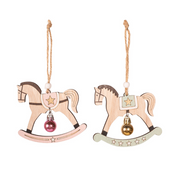 MDF rocking horse tree ornament 11x9.5x0.5cm assorted Christmas decoration – thumbnail