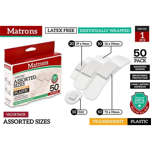 Assorted clear plastic adhesive bandages