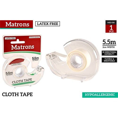 Cloth medical tape with cutter dispenser