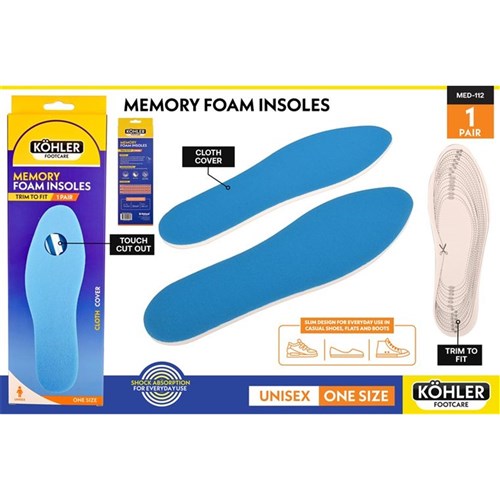Cloth covered memory foam insoles
