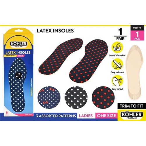 Breathable latex shoe insoles