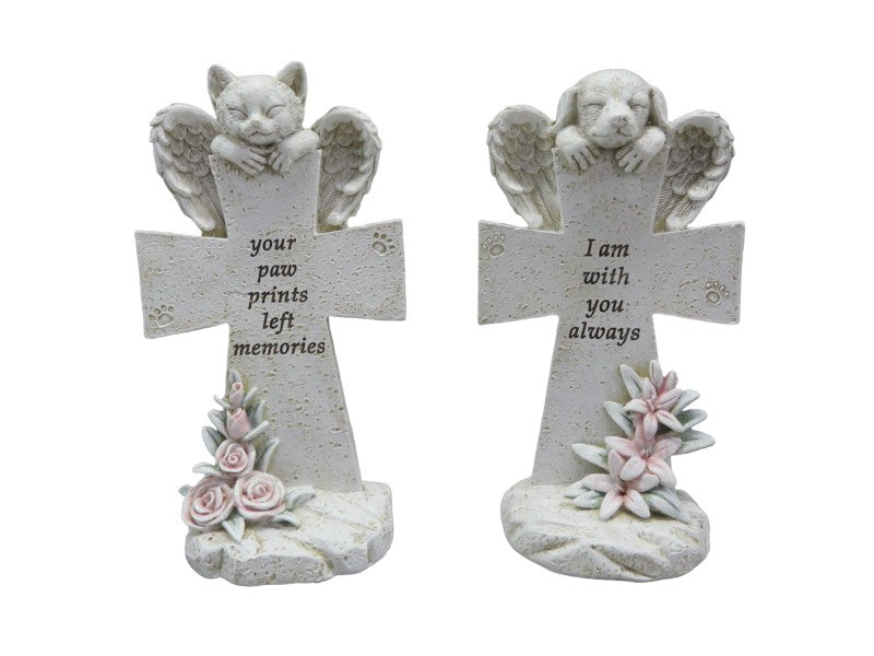 Cat & Dog on Memorial Cross 2 18cm