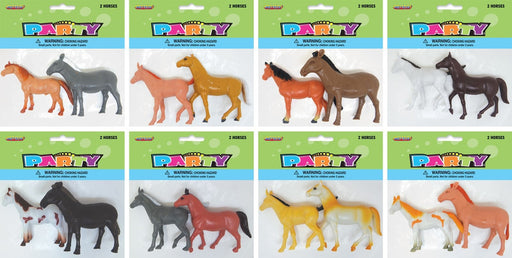 Set of 2 large plastic horse figures assorted