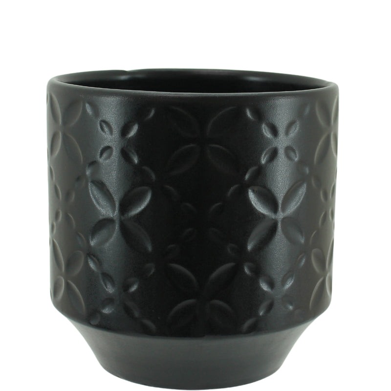 Small black ceramic planter