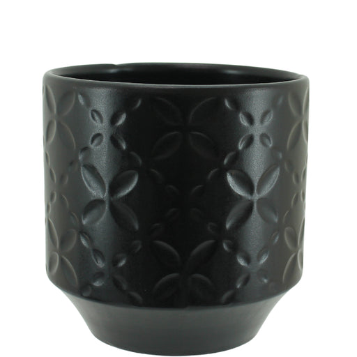 Small black ceramic planter