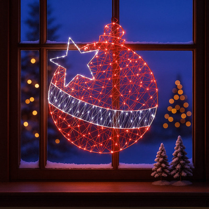 LED Christmas Bauble Silhouette Outdoor Micr - White + Red LED image 2