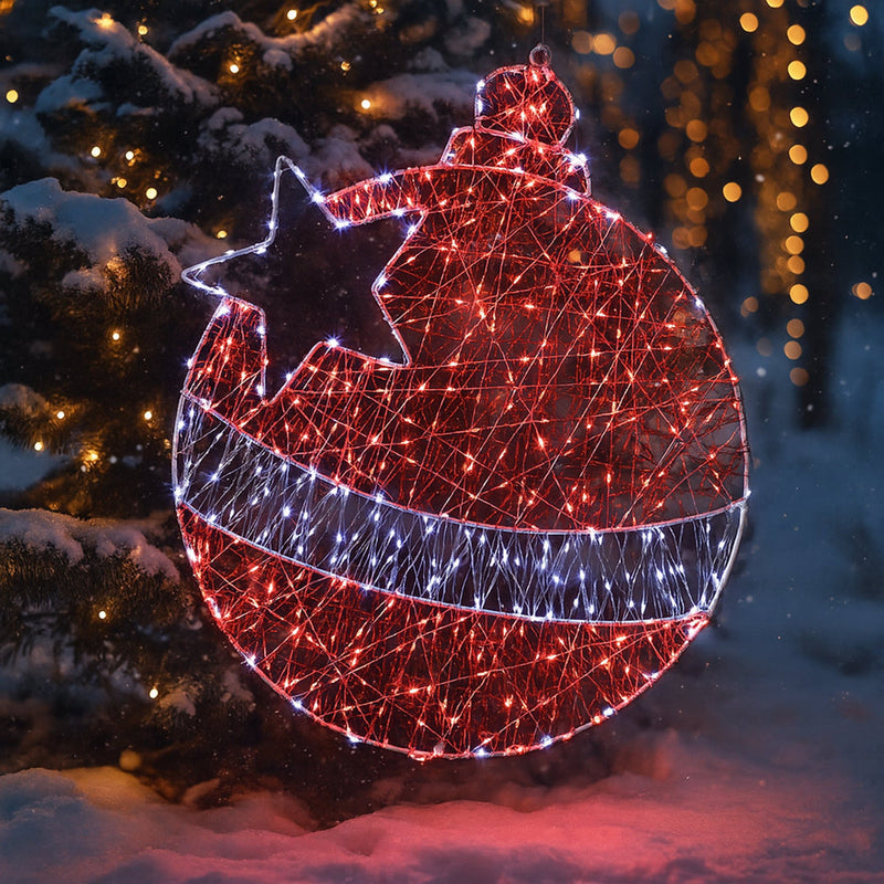 LED Christmas Bauble Silhouette Outdoor Micr - White + Red LED image 4