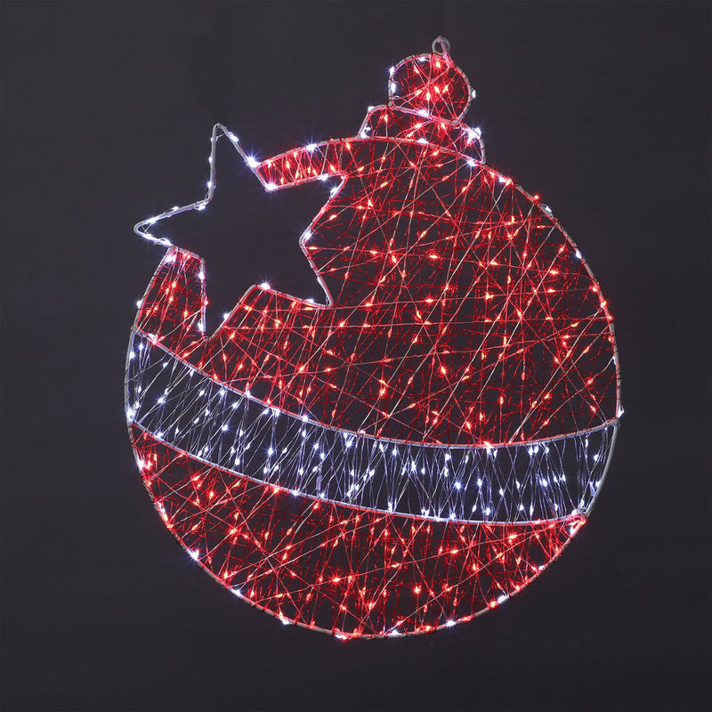 White and red micro LED bauble silhouette outdoor
