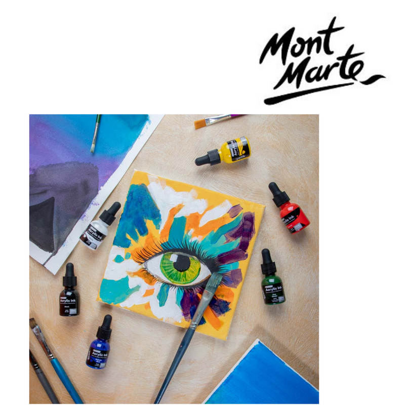 MM acrylic ink bottles 6 pack 20ml for fluid effects, detailing and creative projects