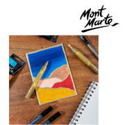Mont Marte (MM) Dual Tip Acrylic Paint Pens Gold 2pc — opaque water-based acrylic paint markers with broad and fine tips for multi-surface craft and lettering – thumbnail
